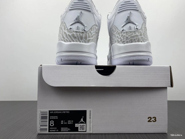 Cheap TBK Retro Air 'Triple 3 Jordan White' PS 429487-111 0717